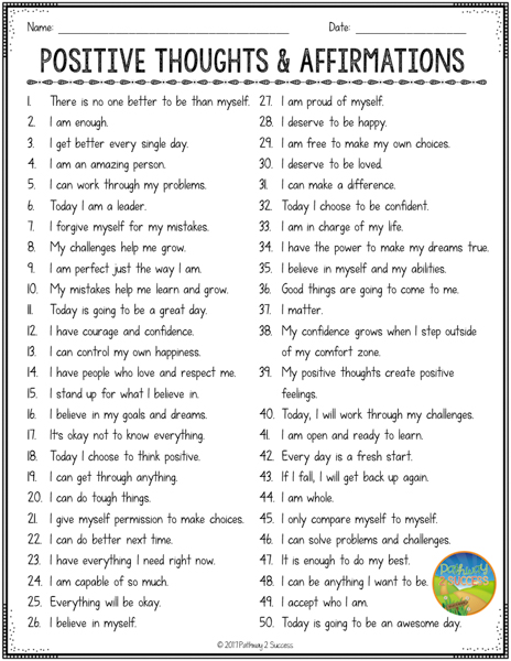 101 Positive Affirmations For Kids - The Pathway 2 Success