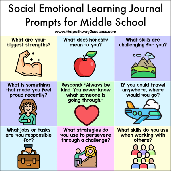 Social Emotional Learning Journal Prompts For Middle School - The ...